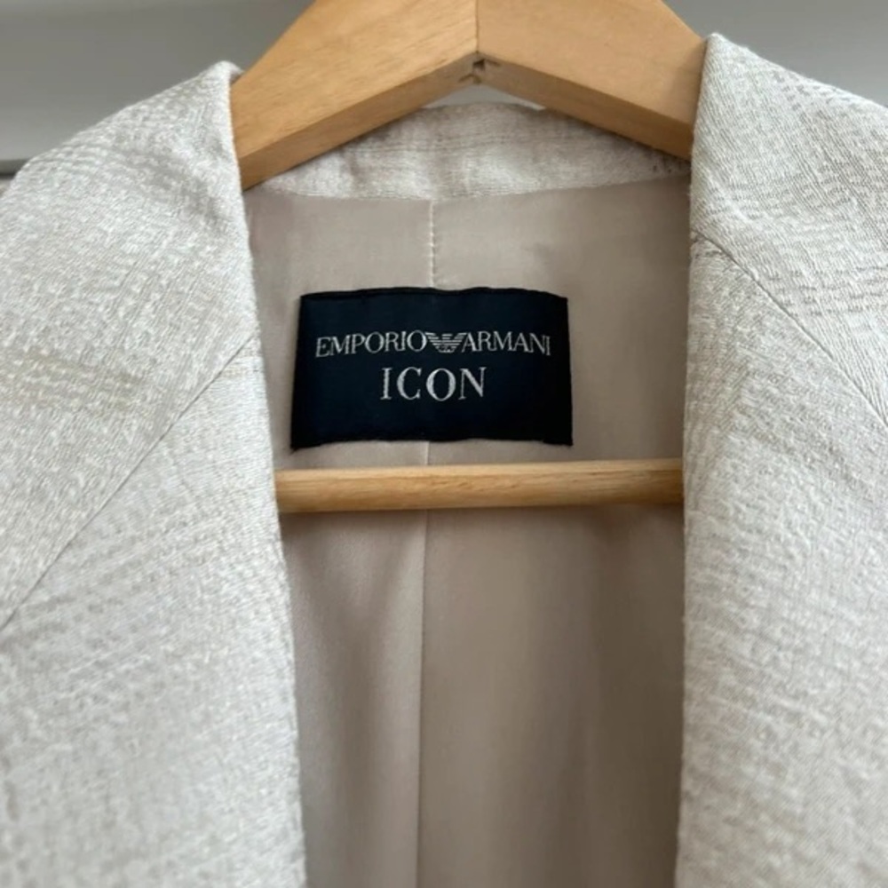 Emporio Armani Light Beige Check Blazer - Picture 4 of 5